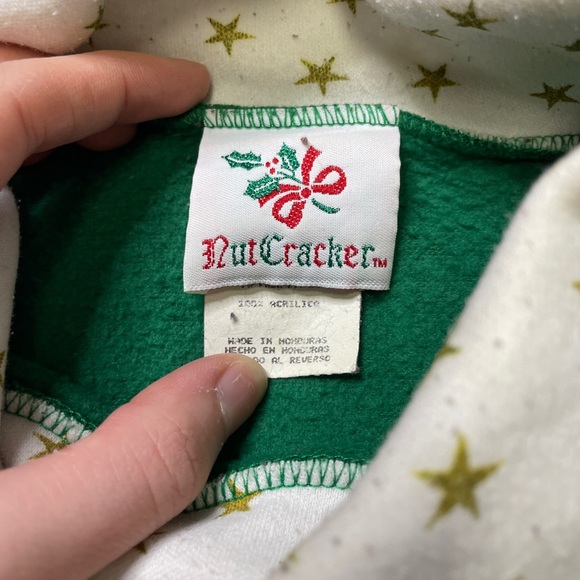 Vintage Noel holiday Christmas Bear and Star Mockneck Sweatshirt Size Medium - Picture 2 of 4